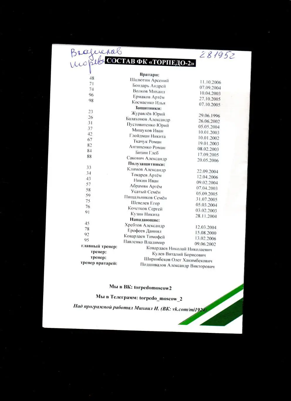 Торпедо 2 Москва-Зоркий Красногорск 12.11.2023 1