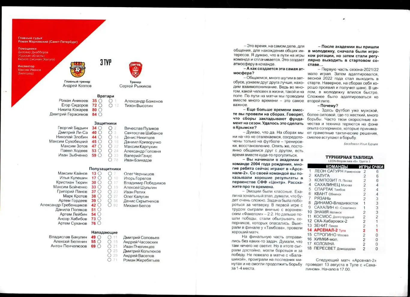 Арсенал 2 Тула-Спартак Тамбов 6.08.2023 2
