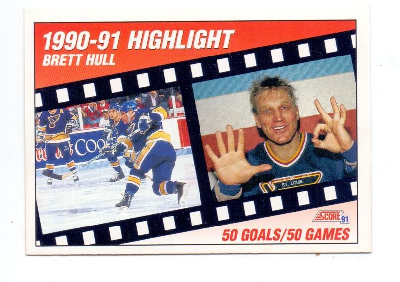 Карточка, BRETT HULL, №302, 1991, 50 голов в 50 матчах