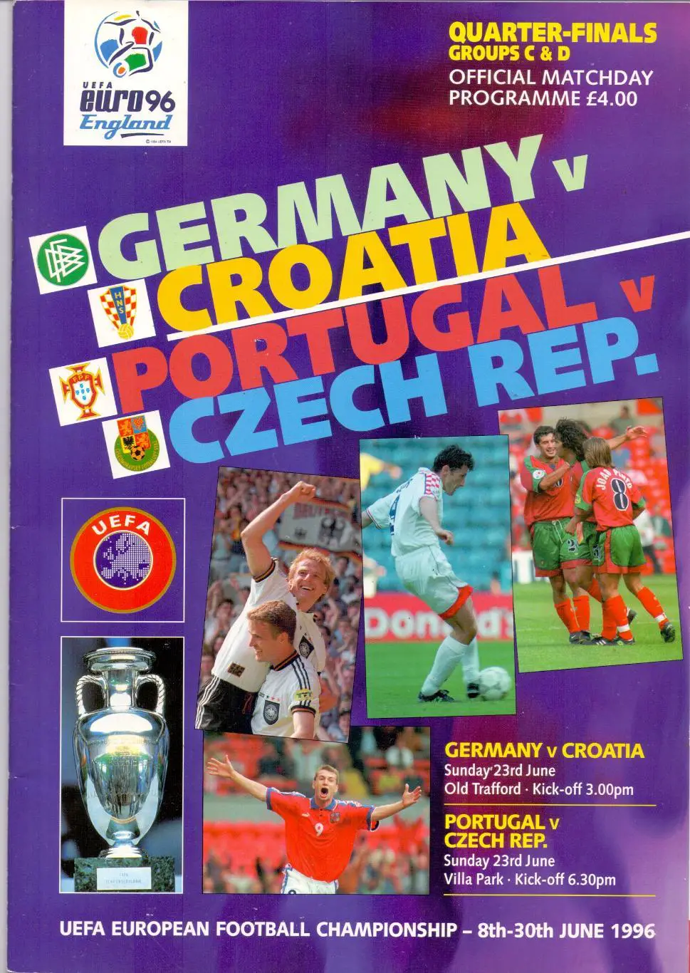 ЧЕ-96, 1/4 финала, Германия - Хорватия, Португалия - Чехия 23.06.1996