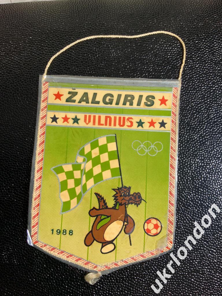 Футбольный вымпел Жальгирис Вильнюс Zalgiris Vilnius 1988 г