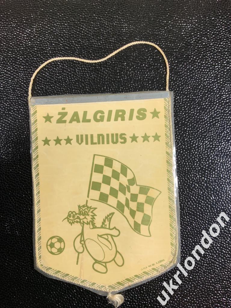 Футбольный вымпел Жальгирис Вильнюс Zalgiris Vilnius 1988 г 1