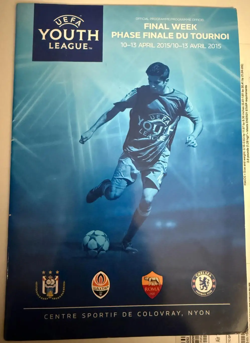 Программа с финала первой молодёжной лиги чемпионов Шахтёр Донецк