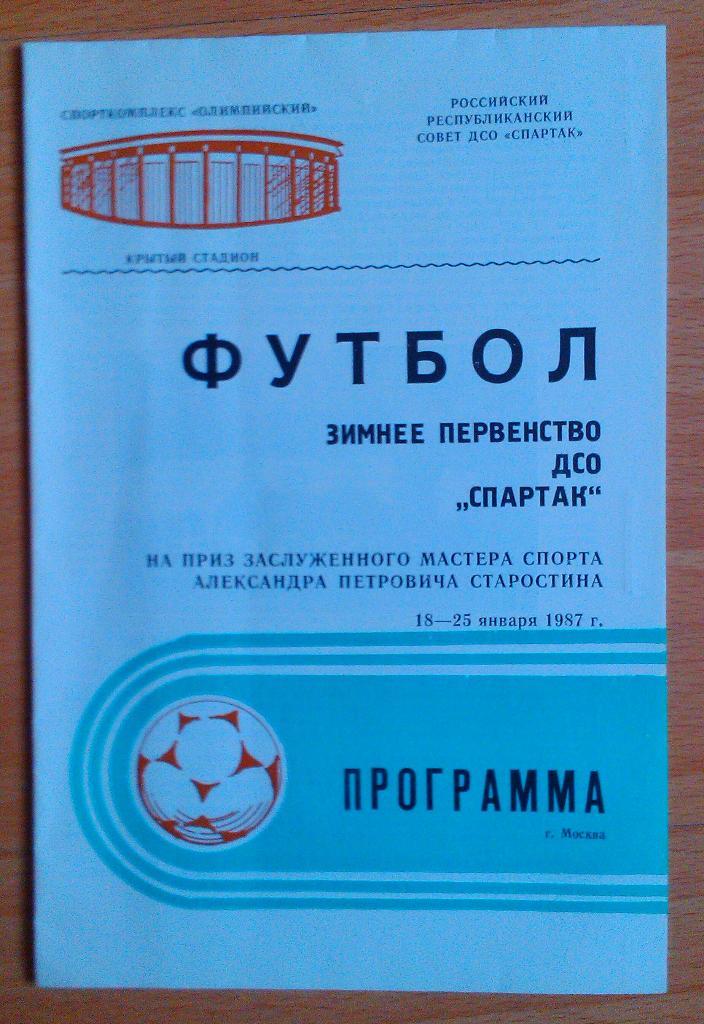 Зимнее первенство ДСО Спартак 18 - 25.01.1987