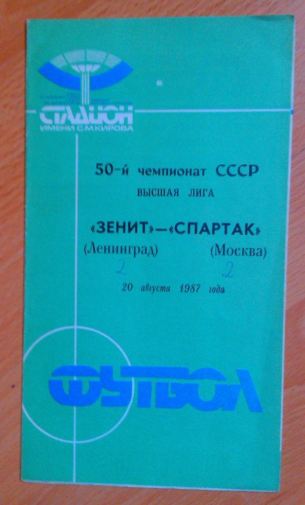 Зенит Ленинград- Спартак Москва 20.08.1987