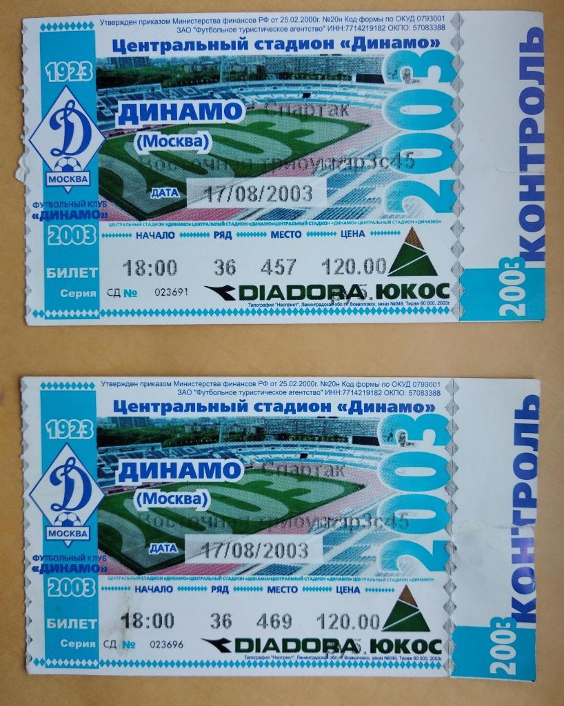 Динамо Москва - Спартак Москва 17.08.2003