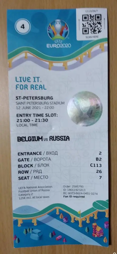 билеты Бельгия - Россия 12.06.2021 Чемпионат Европы