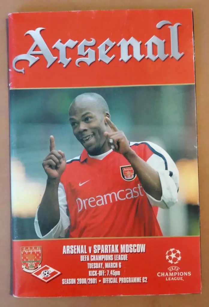 Арсенал Лондон - Спартак Москва 06.03.2001 оф.программа ЛЧ
