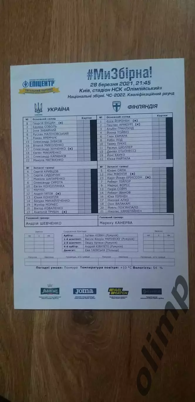 Украина-Финляндия 28.03.2021