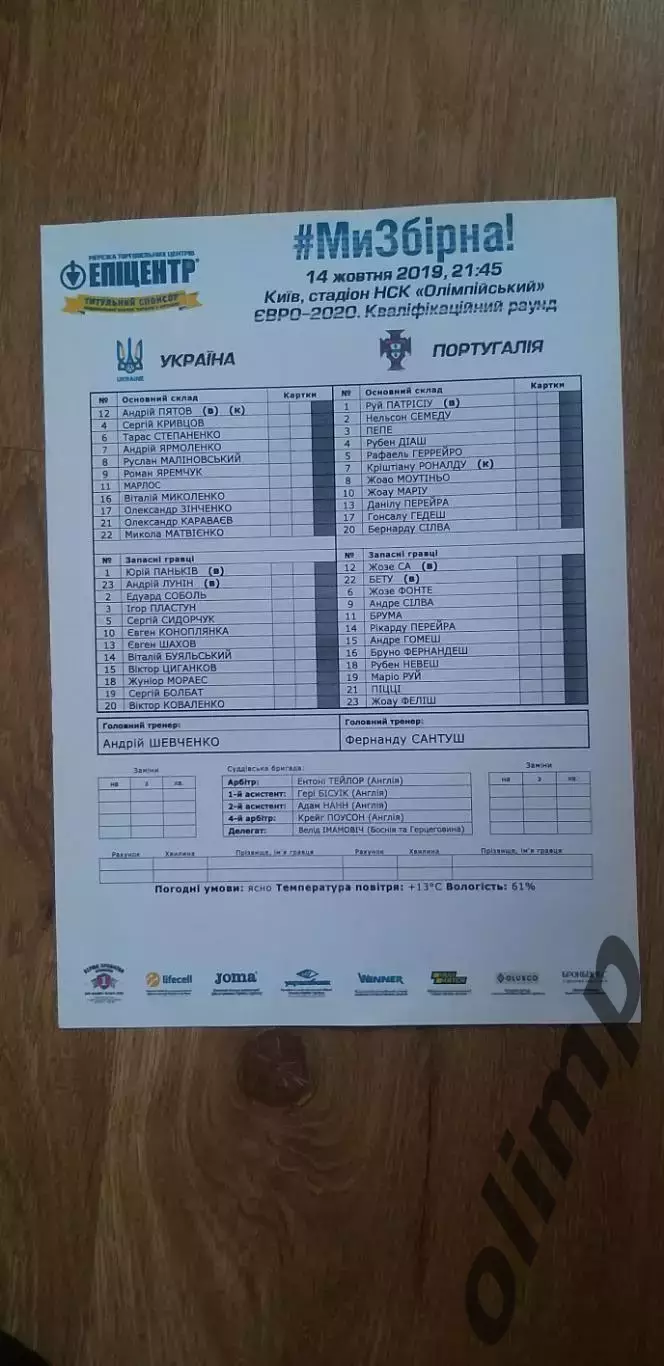 Украина-Португалия 14.10.2019