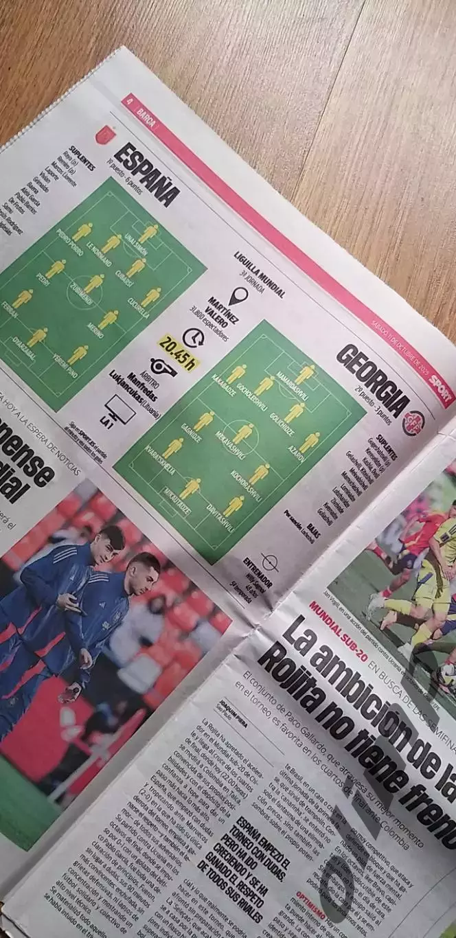 Испания-Грузия 11.10.2025, издание SPORT 1