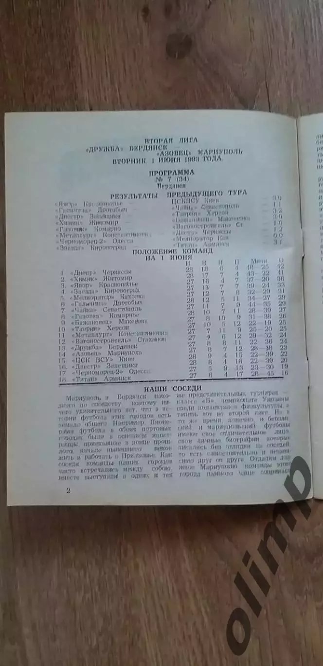 Дружба Бердянск-Азовец Мариуполь 01.06.1993