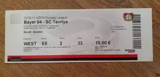 Билет Байер Леверкузен-Таврия Симферополь 19.08.2010