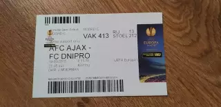 Билет Аякс Амстердам-Днепр Днепропетровск 19.03.2015, №2