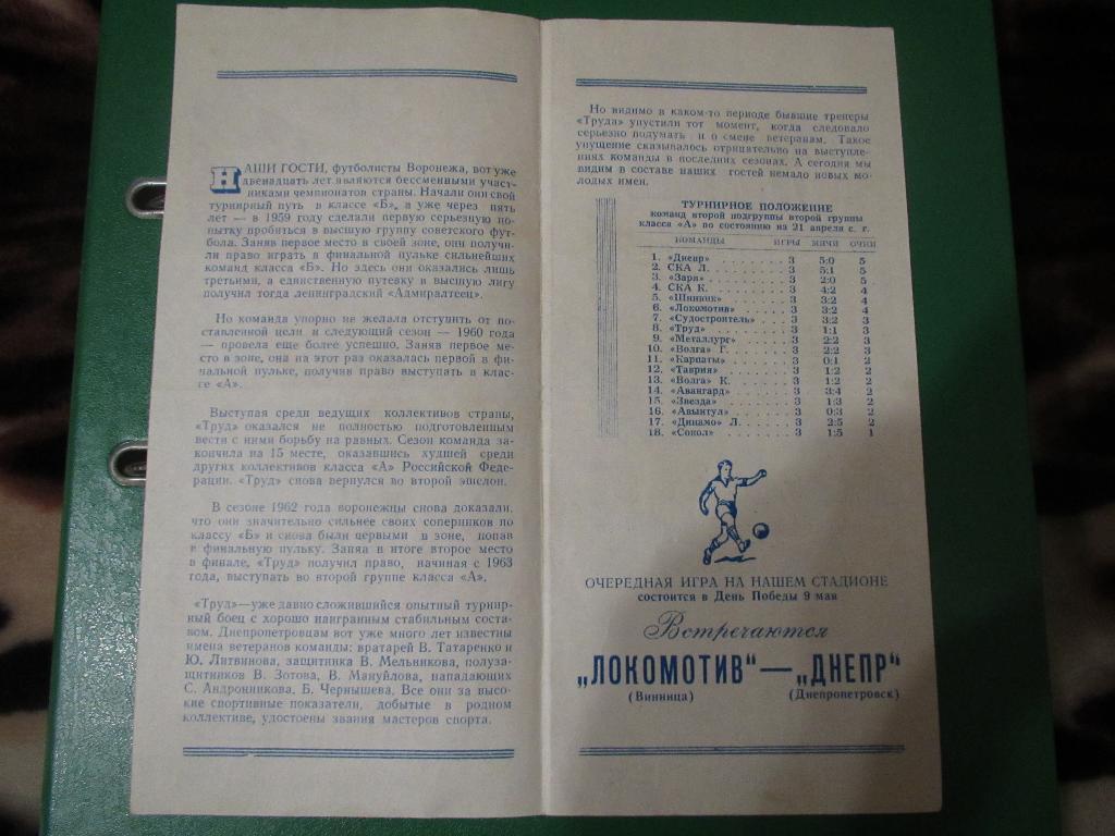 Днепр Днепропетровск-Труд Воронеж 25.04.1966г. 1
