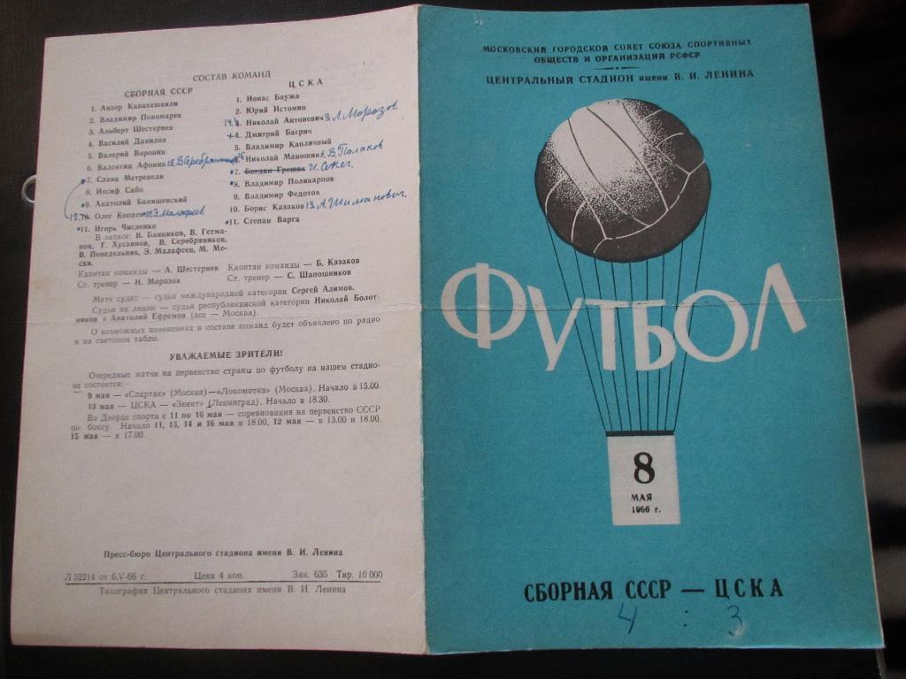 СССР-ЦСКА 08.05.1966г. 1