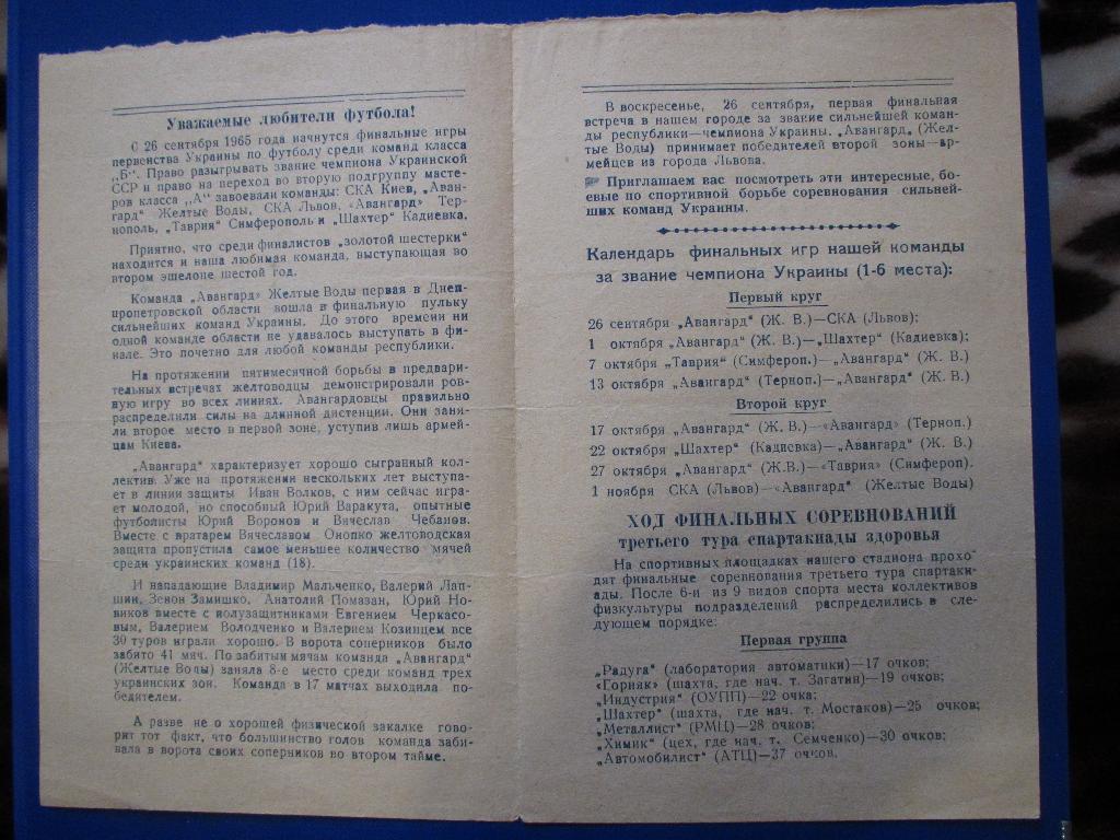 Финальное первенство СССР по классу Б 1965г.Желтые Воды. 1