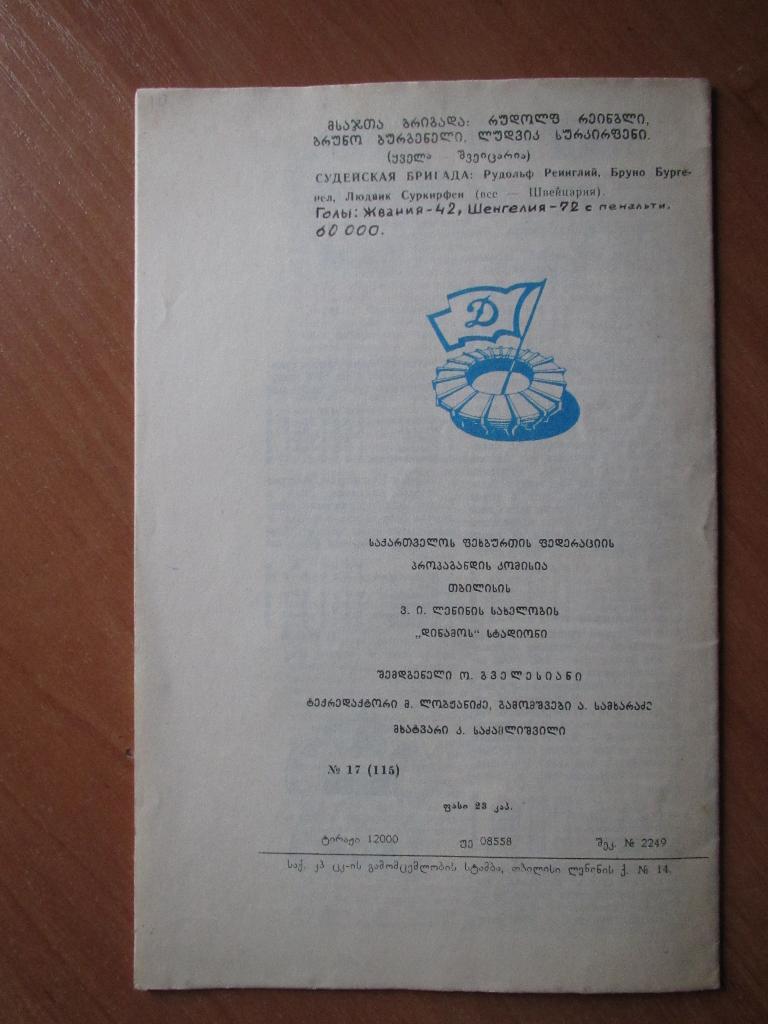Динамо Тбилиси-Грацер 16.09.1981 3