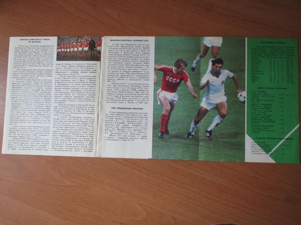 Сборная Советского Союза по футболу к Чемпионату Мира 1986, буклет 1