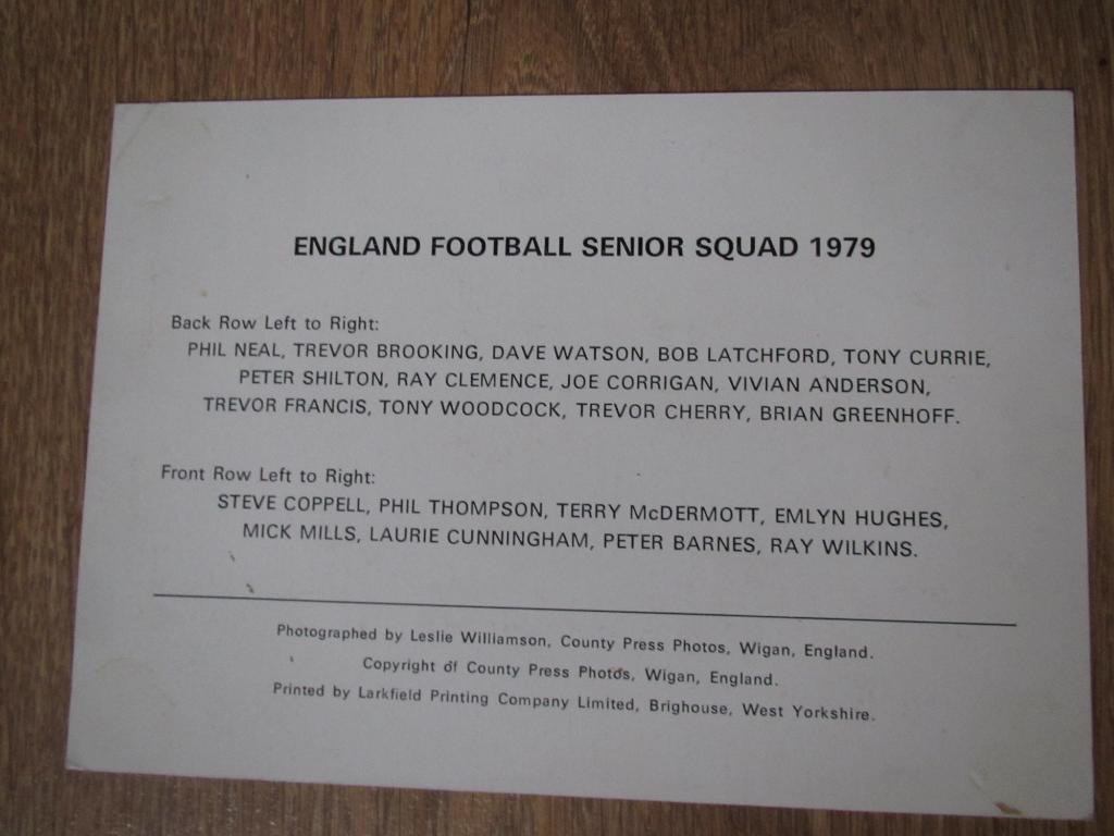 Фото-сборная Англии 1979г.№1. 1