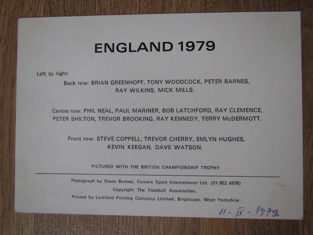 Фото-сборная Англии 1979г.№2. 1