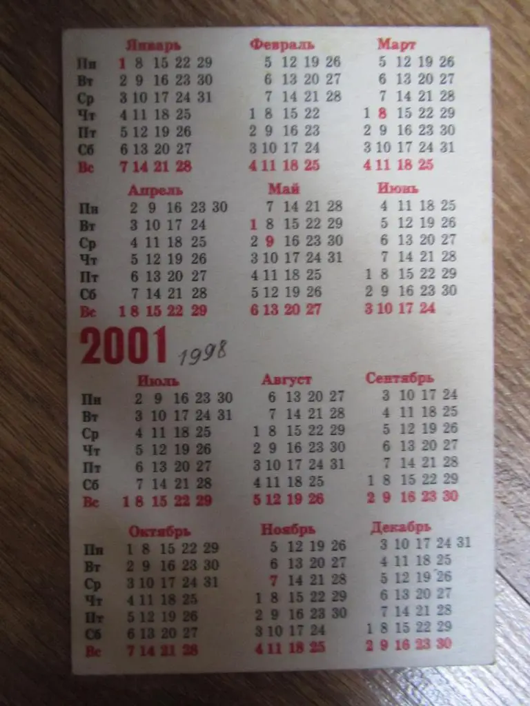 Календарик сборная Италии. 2001г.№1 1