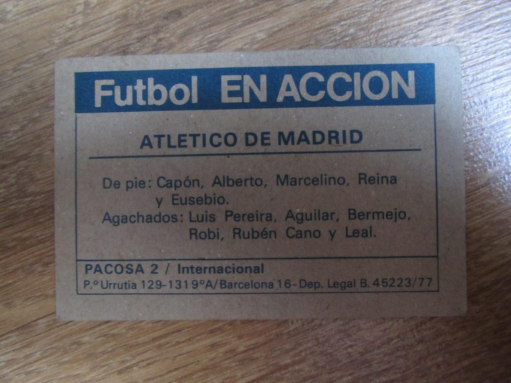 Карточка/стикер/ ФК Атлетико Мадрид Чемпионат Испании 1977-78 1