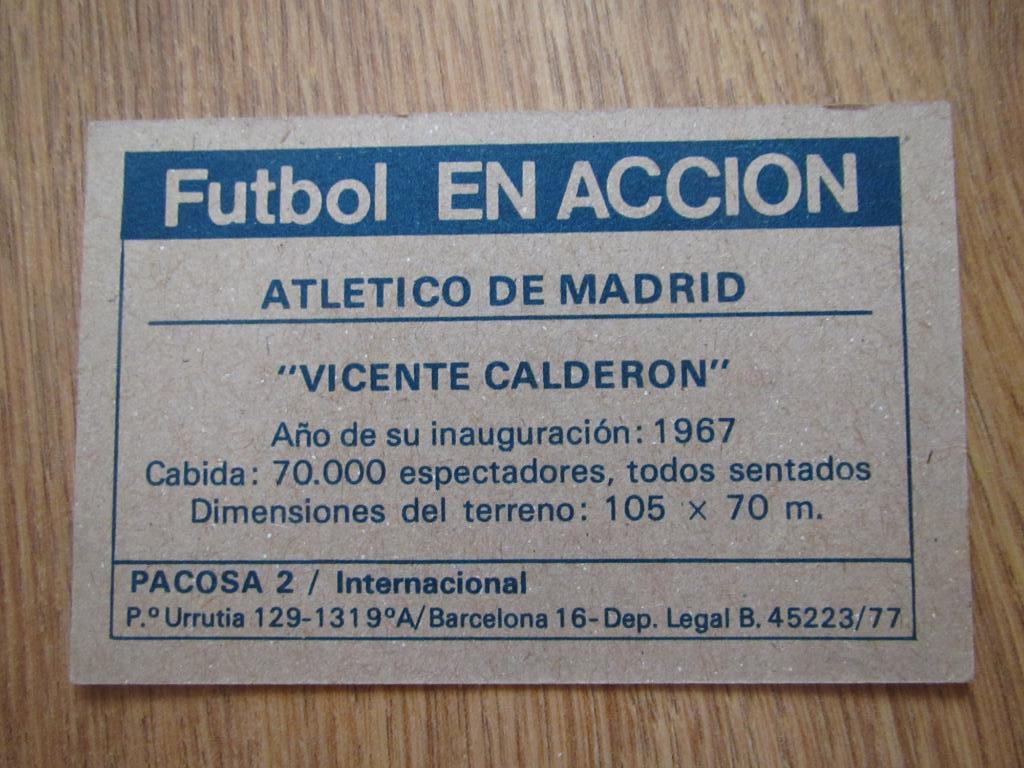 Карточка/стикер/ Атлетико стадионВисенте Кальдерон Чемп. Испании 1977/78 1