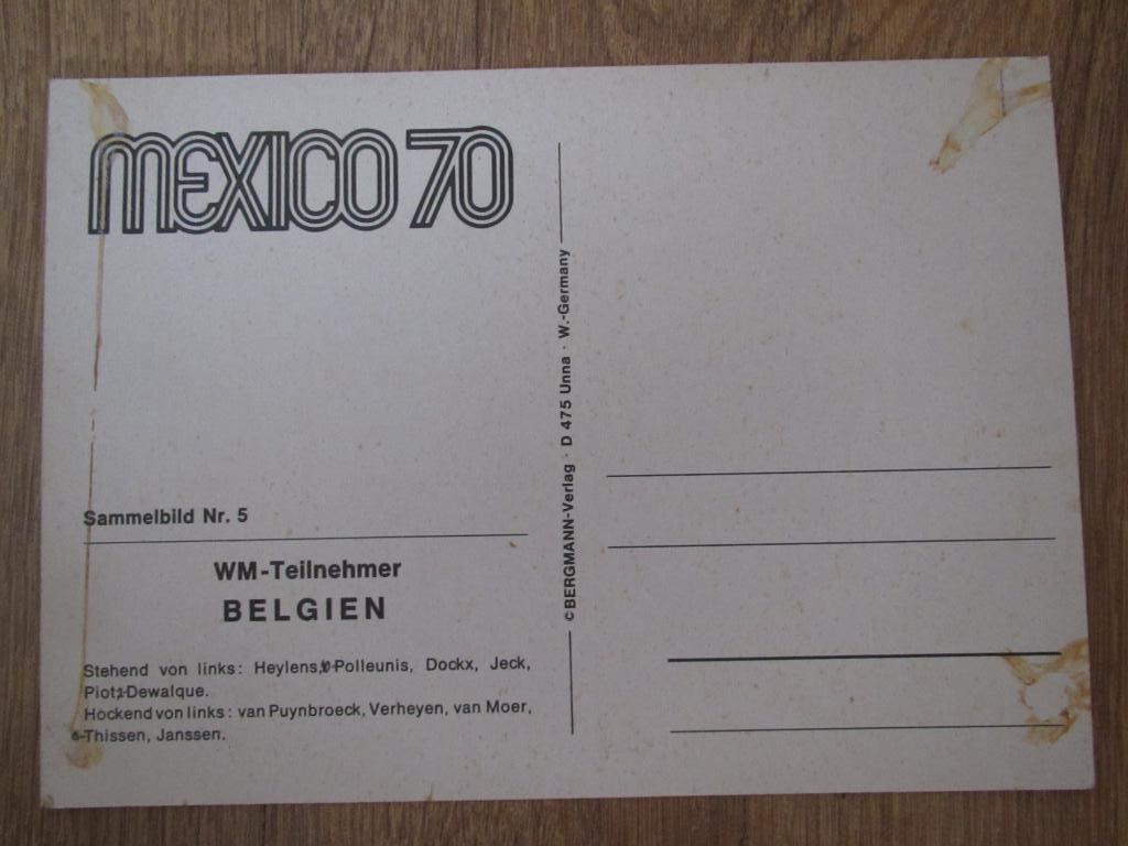 Бельгия. Мехико 1970, открытка 1