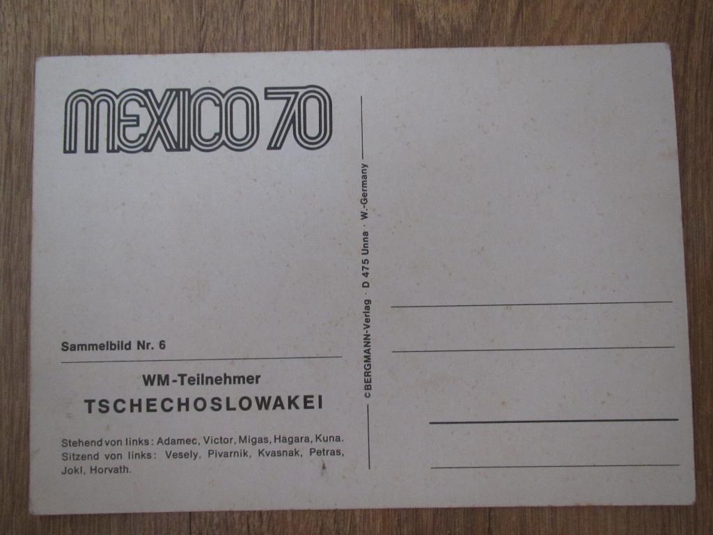 Чехословакия. Мехико 1970,открытка 1