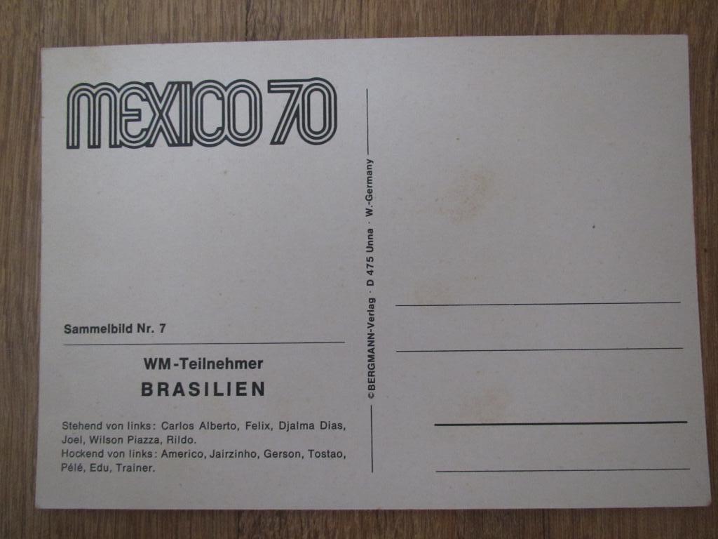 Бразилия. Мехико 1970,открытка 1