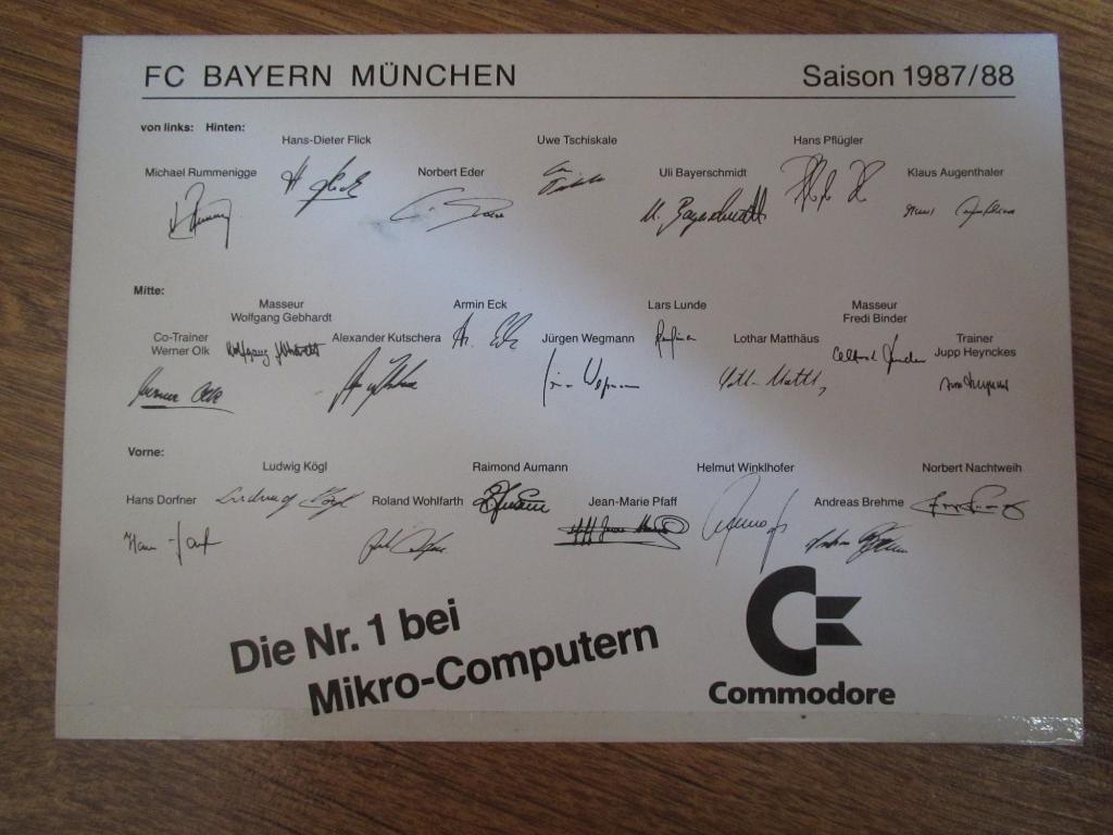 Бавария Мюнхен 1987/1988,открытка 2