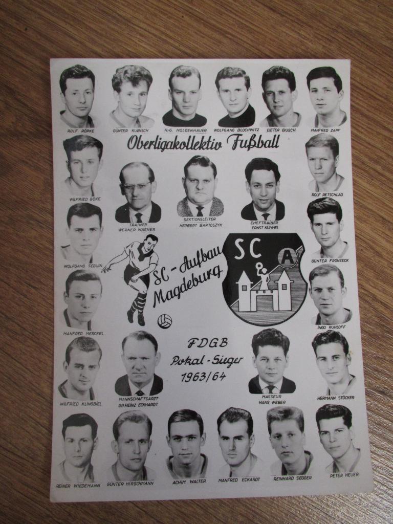 ФК Магдебург 1963/1964,открытка