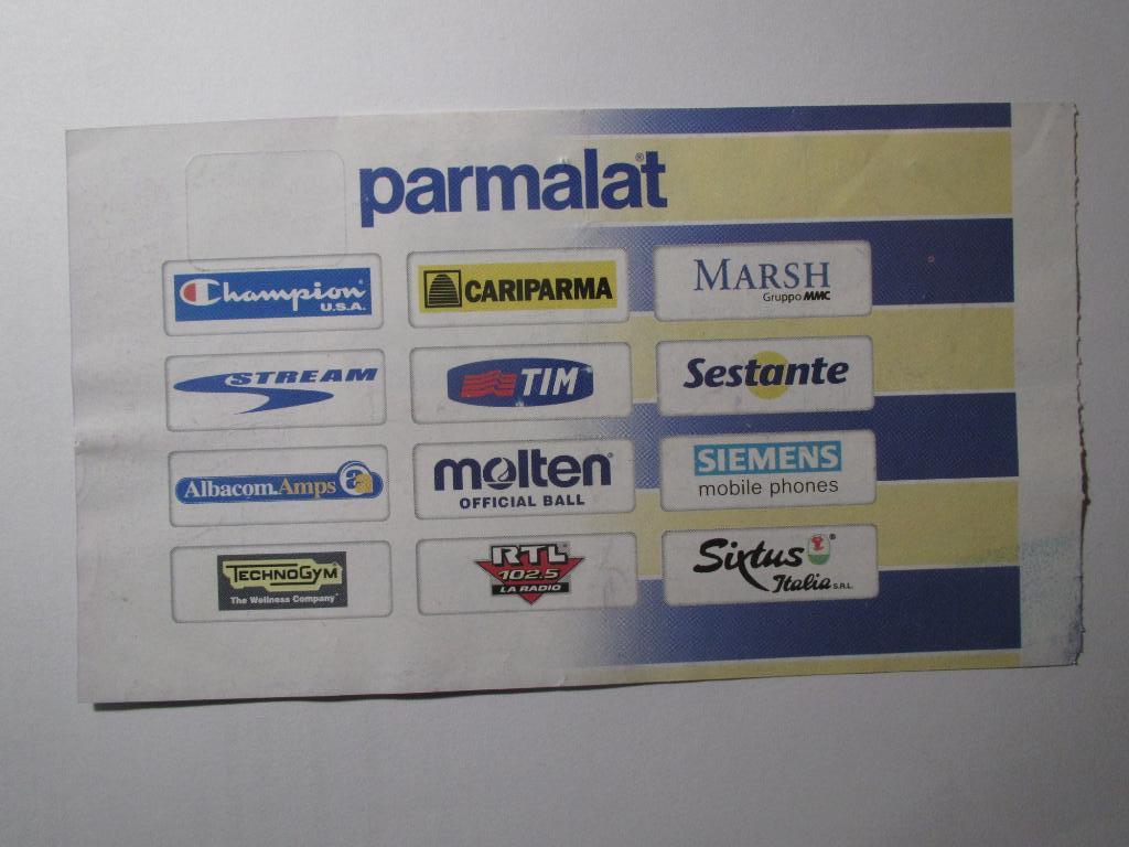 Билет Парма-Валенсия 05.09.2000 1