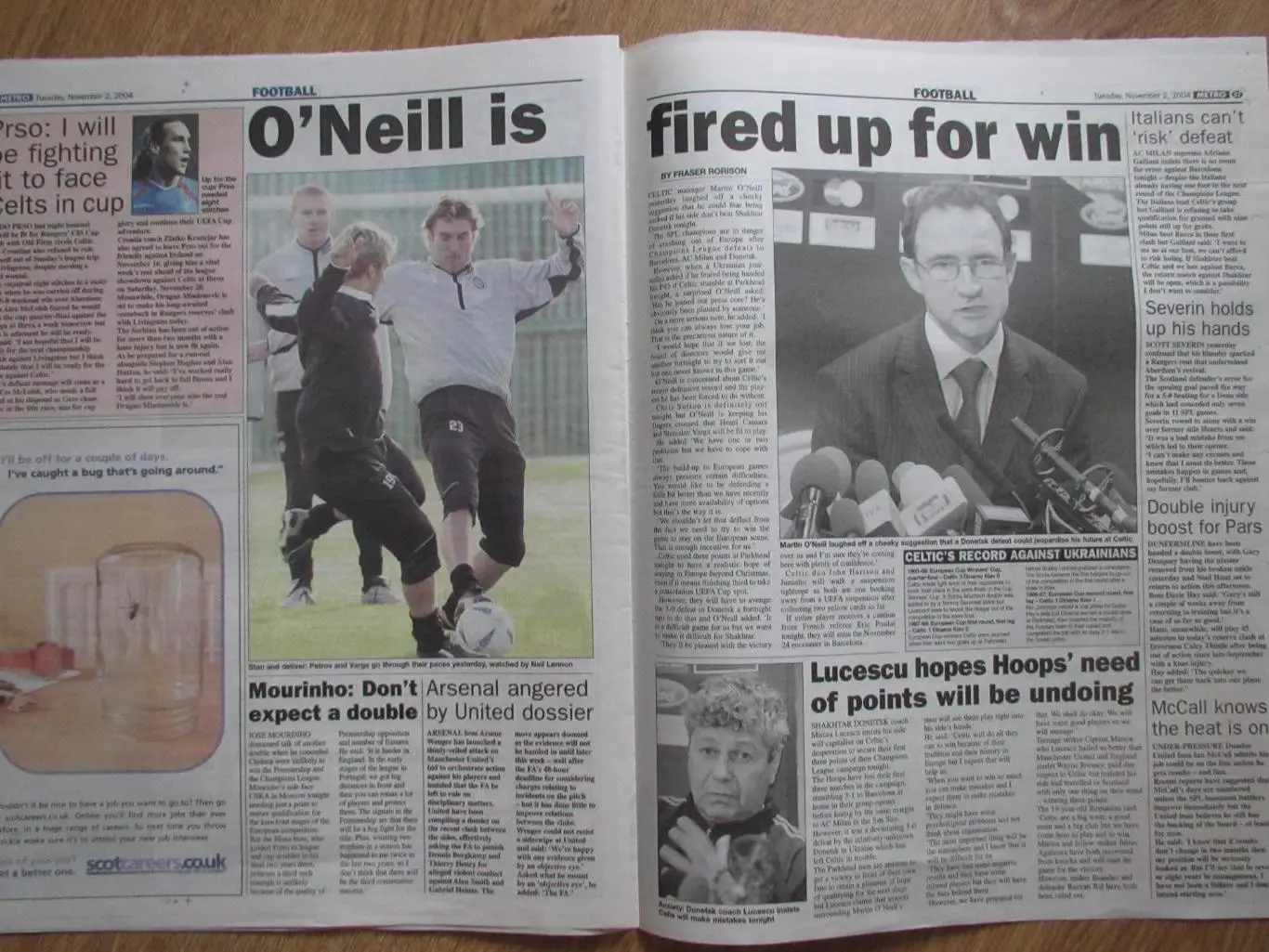 Селтик Глазго-Шахтер Донецк 02.11.2004, №2,газета METRO 1