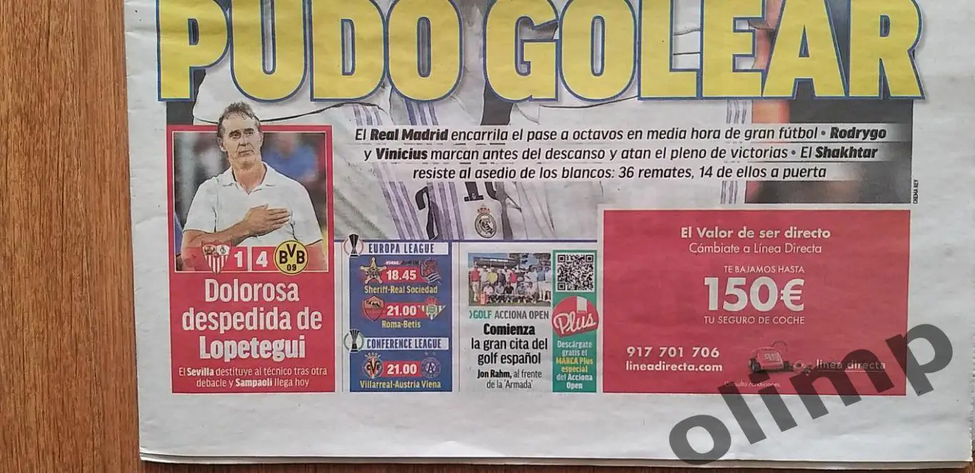 Реал Мадрид-Шахтер Донецк 06.10.2022 , газета MARCA 1