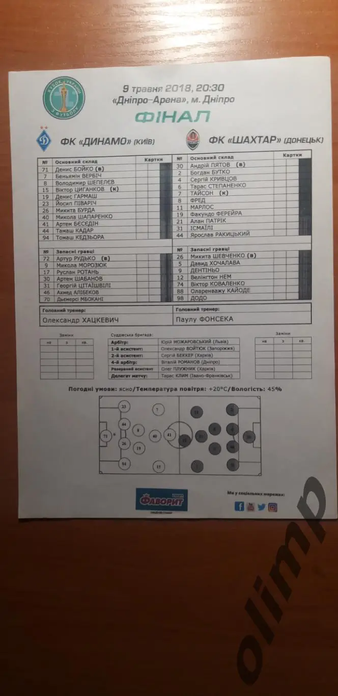 Динамо Киев-Шахтер Донецк 09.05.2018, Финал Кубка Украины