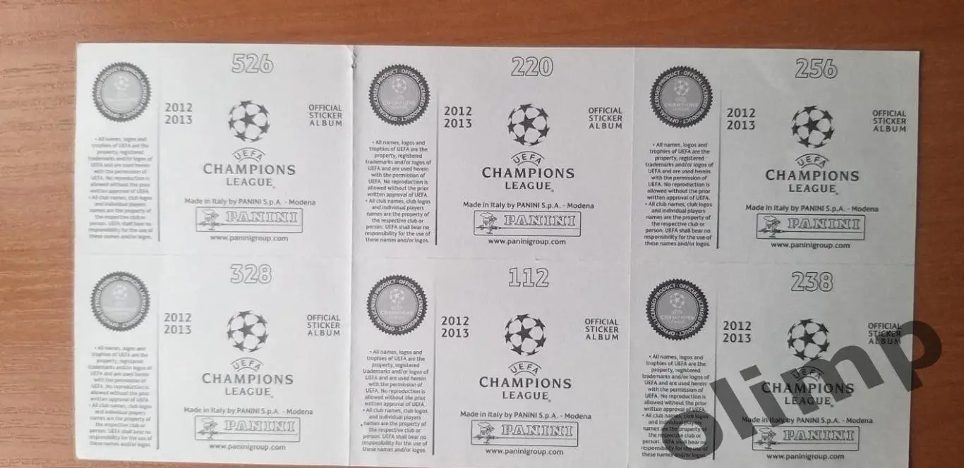 Наклейки Panini к ЛЧ 2012-2013 1