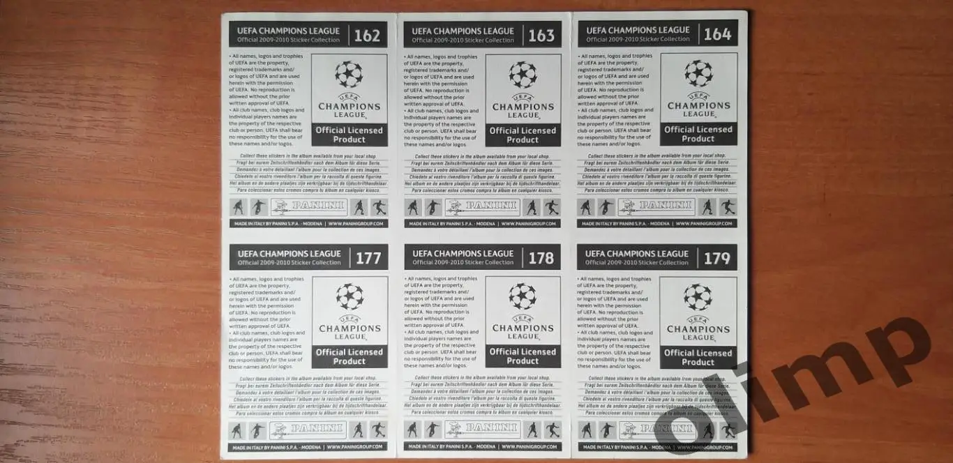 Наклейки Panini к ЛЧ 2009-2010 1