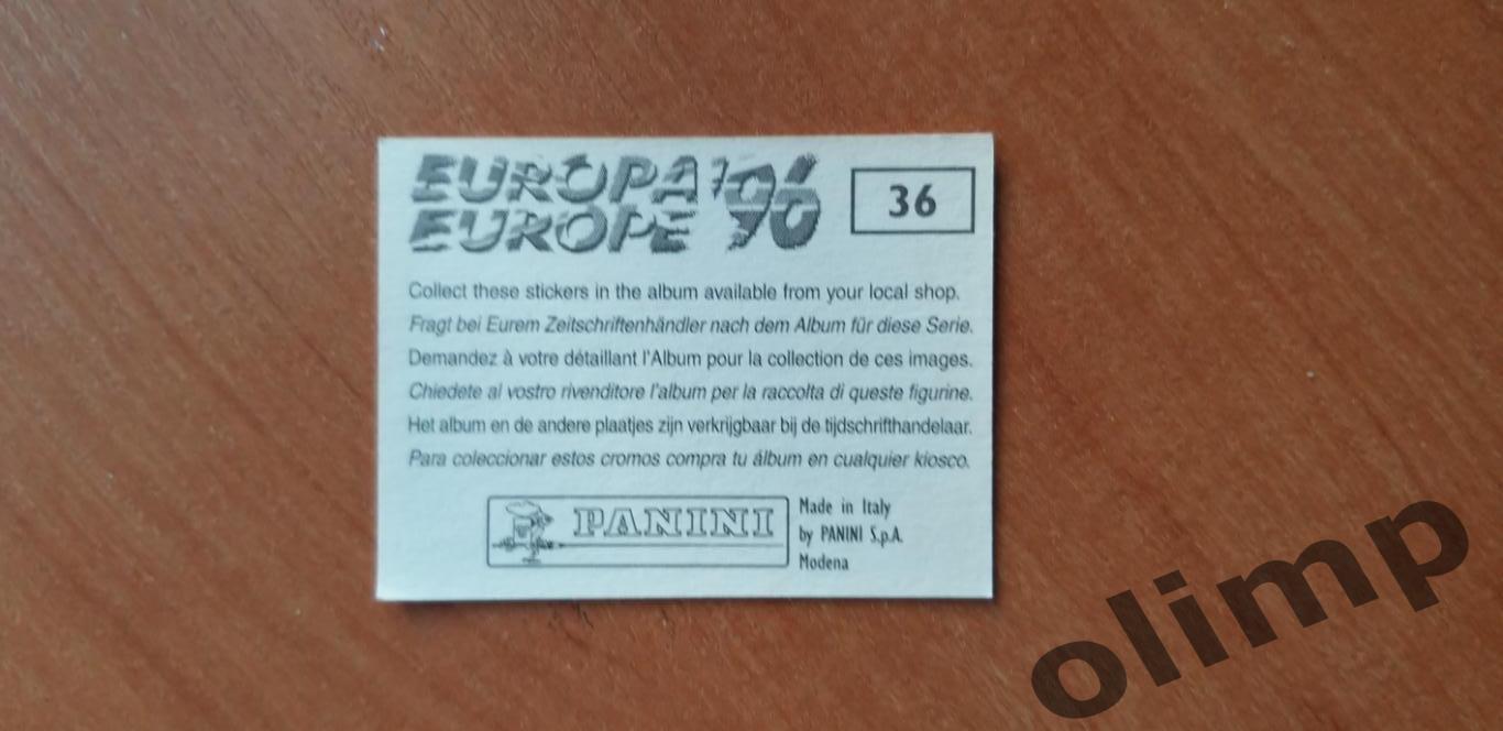 Наклейка Panini к Чемпионату Европы 1996 , №36 1