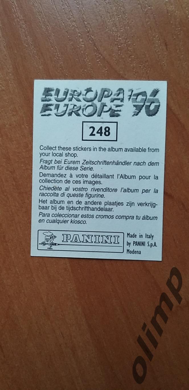 Наклейка Panini к Чемпионату Европы 1996, №248 1