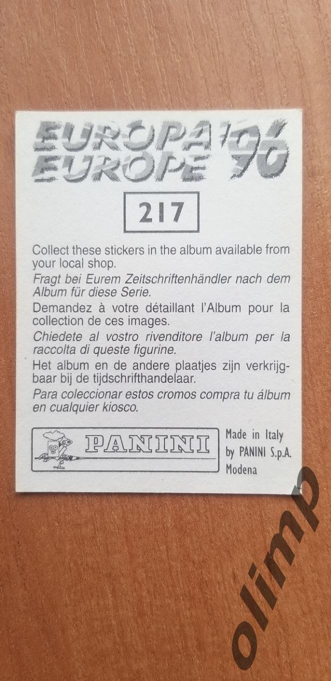 Наклейка Panini к Чемпионату Европы 1996,№217 1