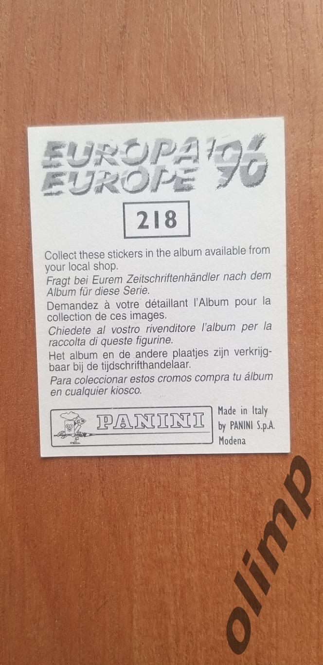 Наклейка Panini к Чемпионату Европы 1996, №218 1