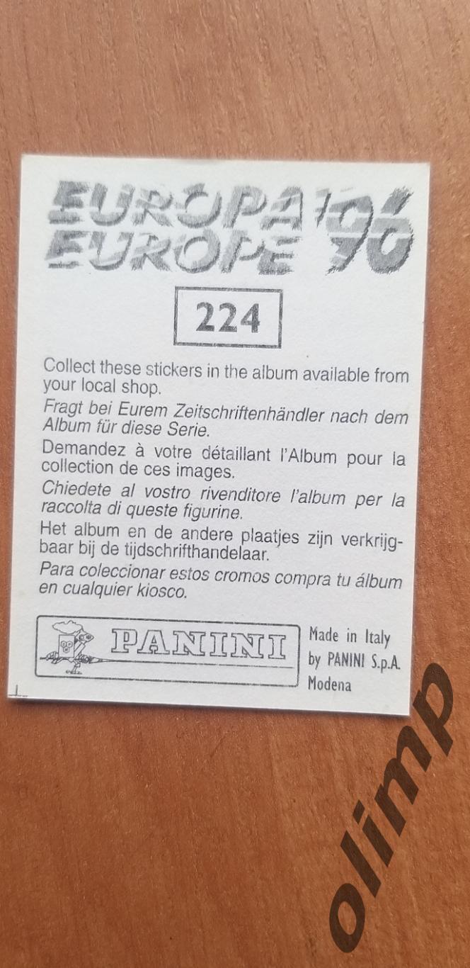 Наклейка Panini к Чемпионату Европы 1996, №224 1