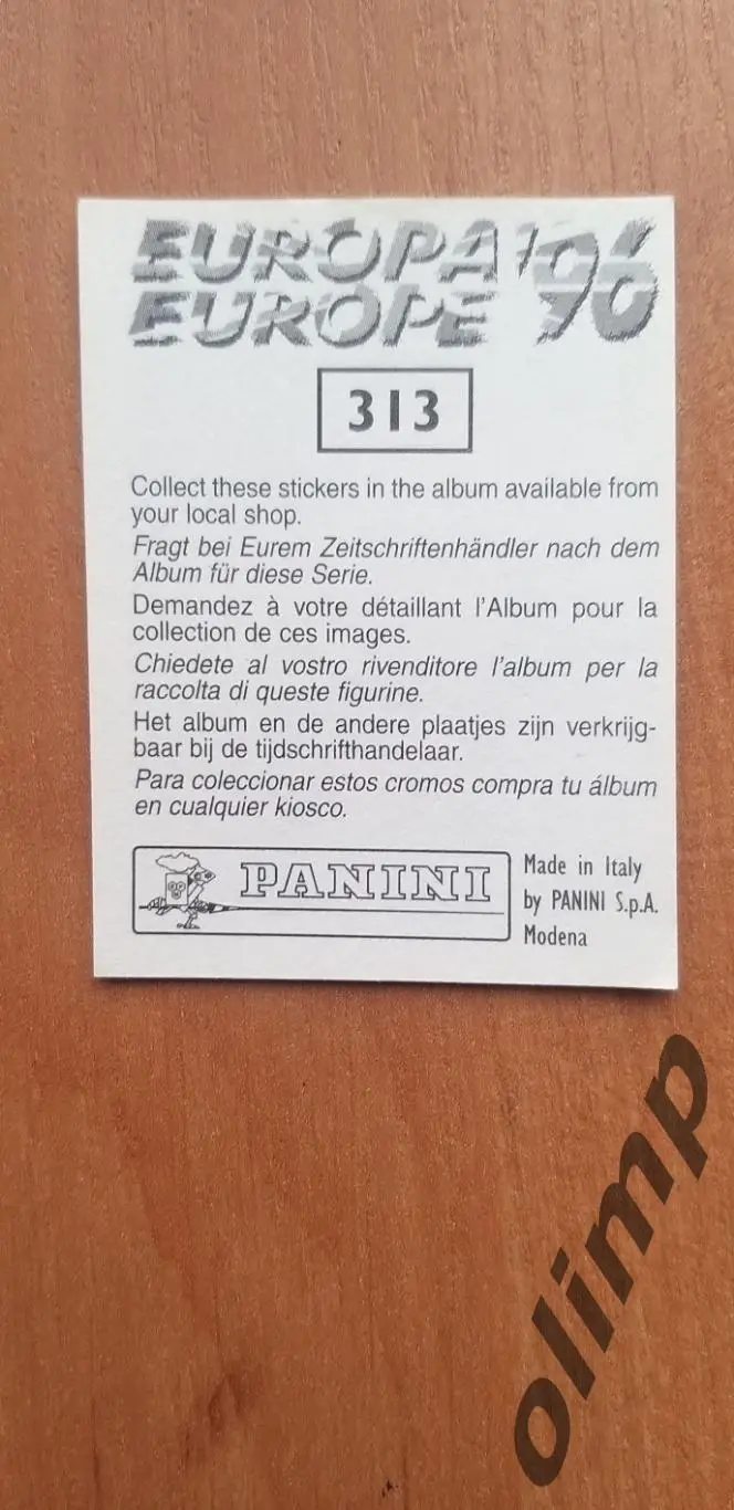 Наклейка Panini к Чемпионату Европы 1996, №313 1