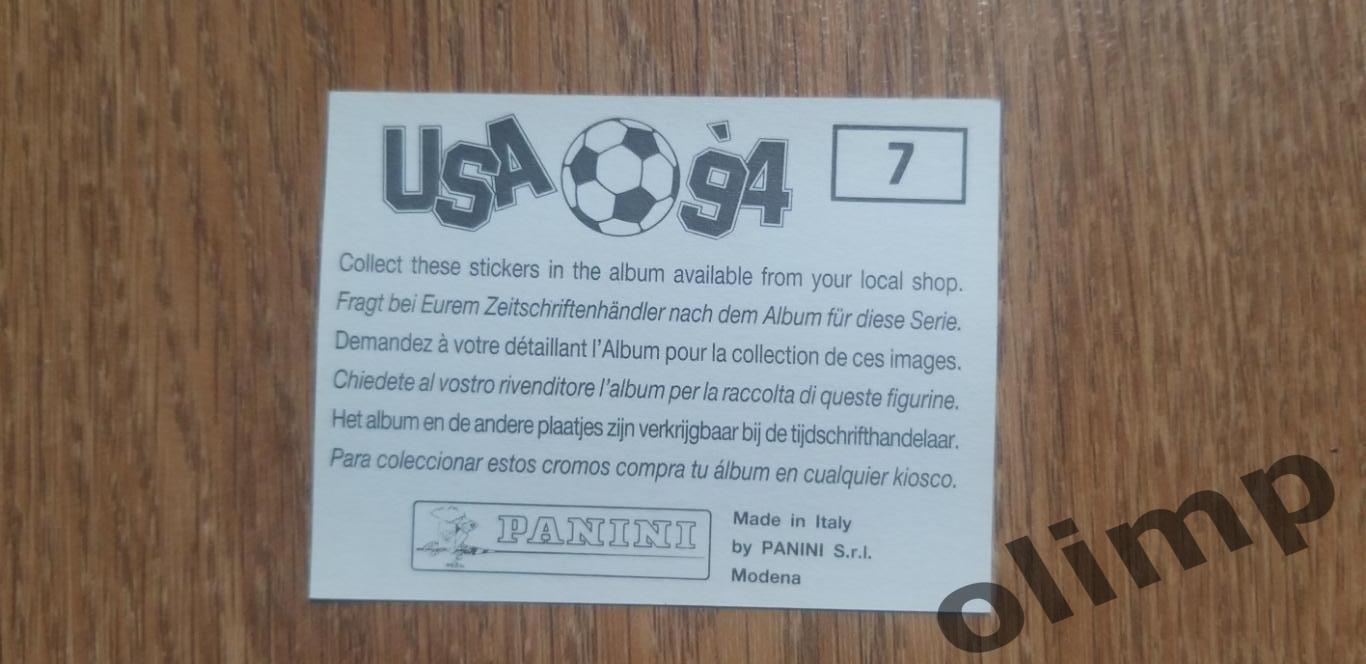 Наклейка Panini к Чемпионату мира 1994, №7 1