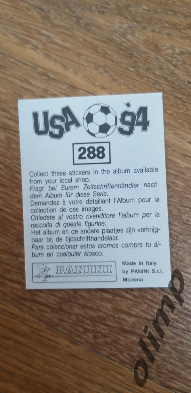 Наклейка Panini к Чемпионату мира 1994, №288 1