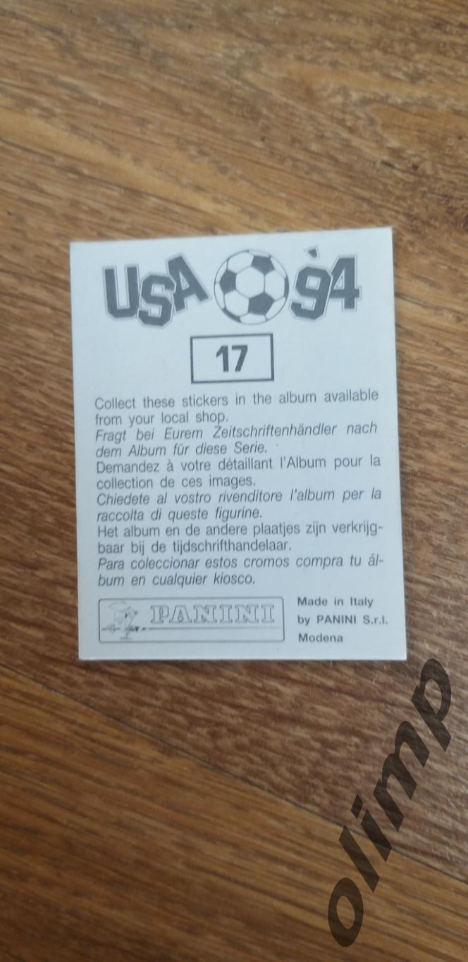 Наклейка Panini к Чемпионату мира 1994, №17 1