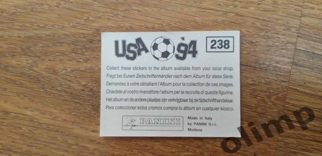 Наклейка Panini к Чемпионату мира 1994, №238 1