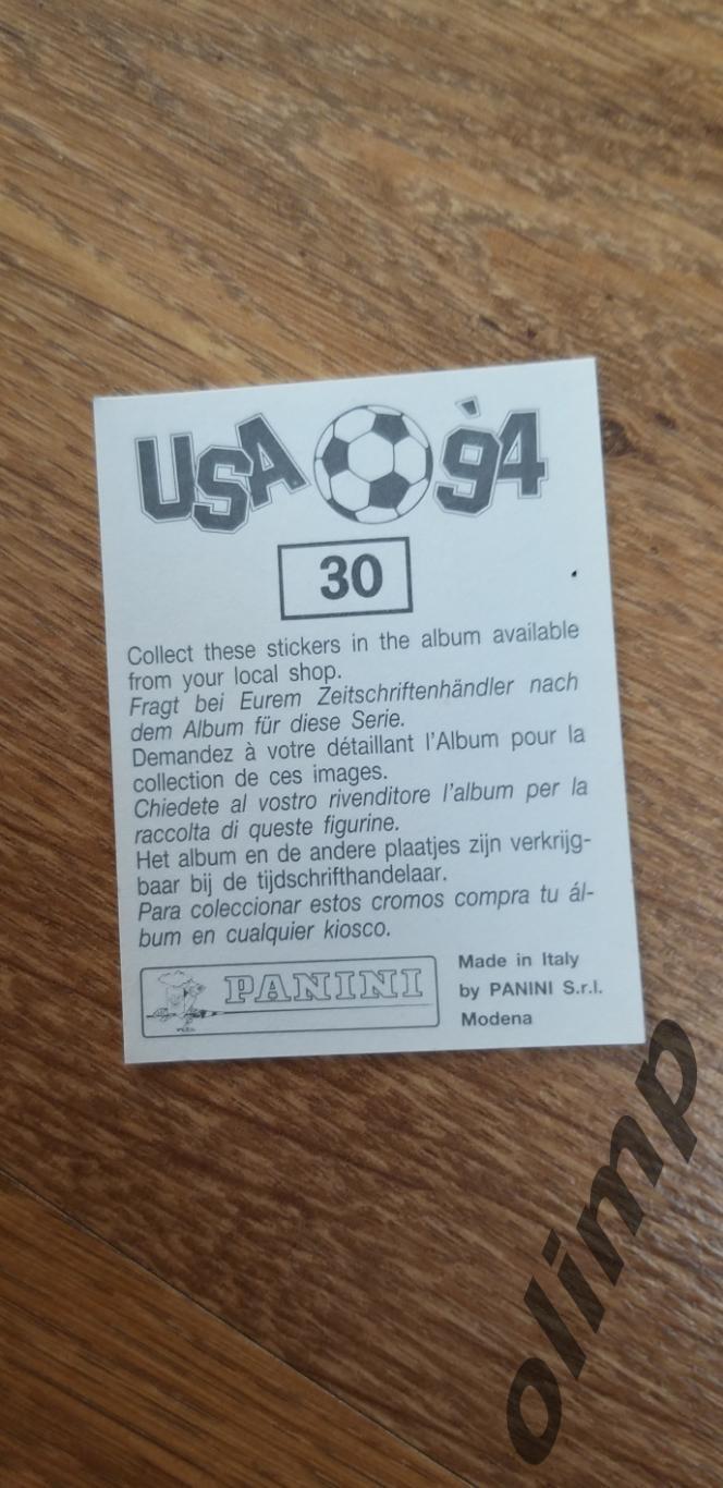 Наклейка Panini к Чемпионату мира 1994, №30 1